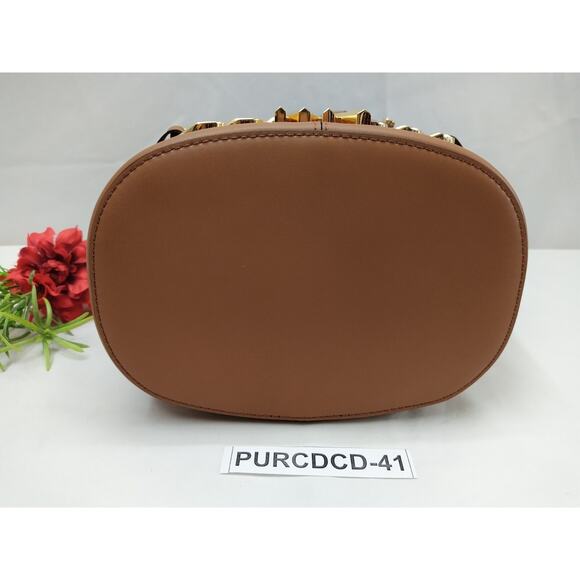 Michael Kors Devon Brown Leather Drawstring Bucket Shoulder Bag - NWT $498 - Picture 8 of 14